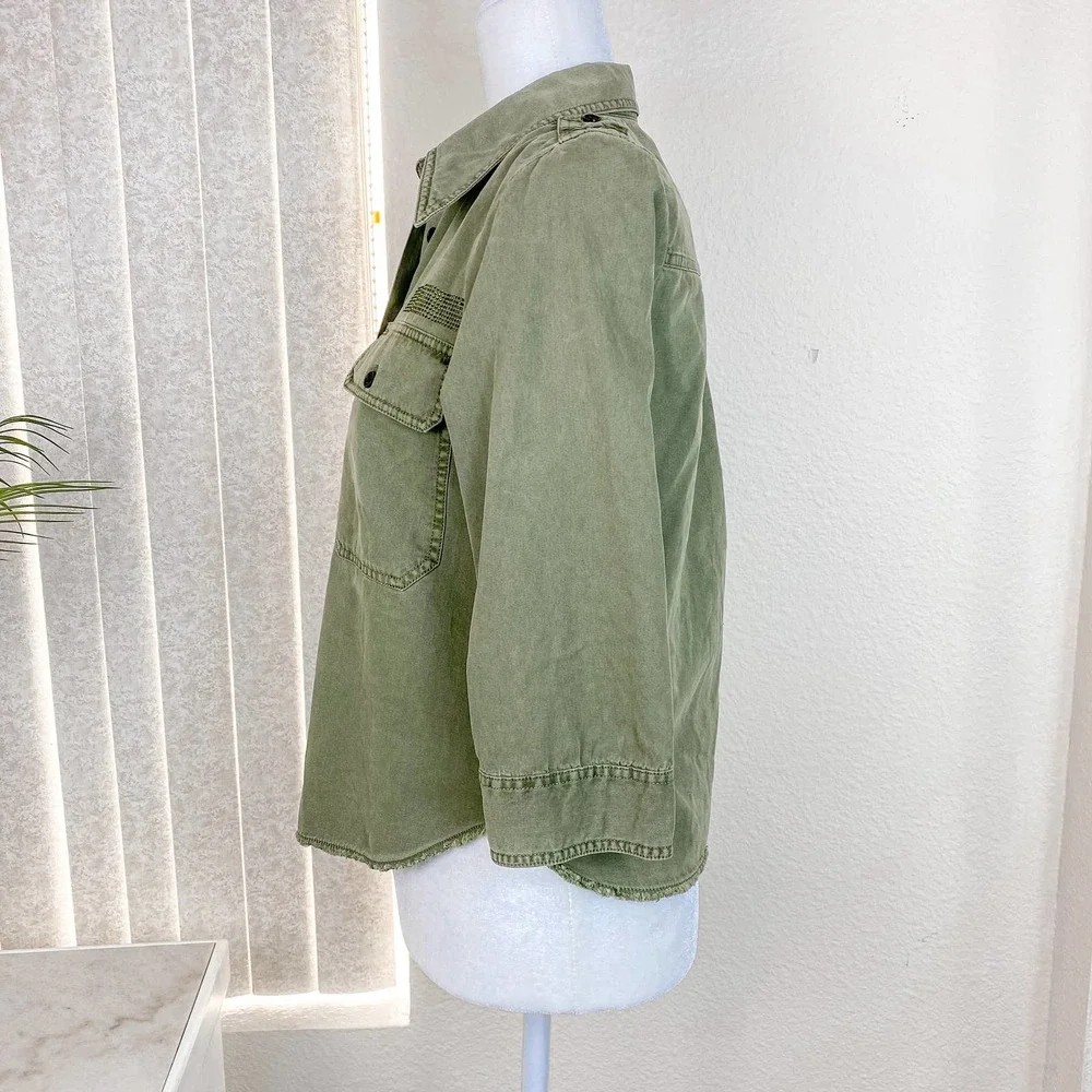 Zadig and Voltaire Toast Mili Green Military Shacket Shirt Size XS - Picture 8 of 14